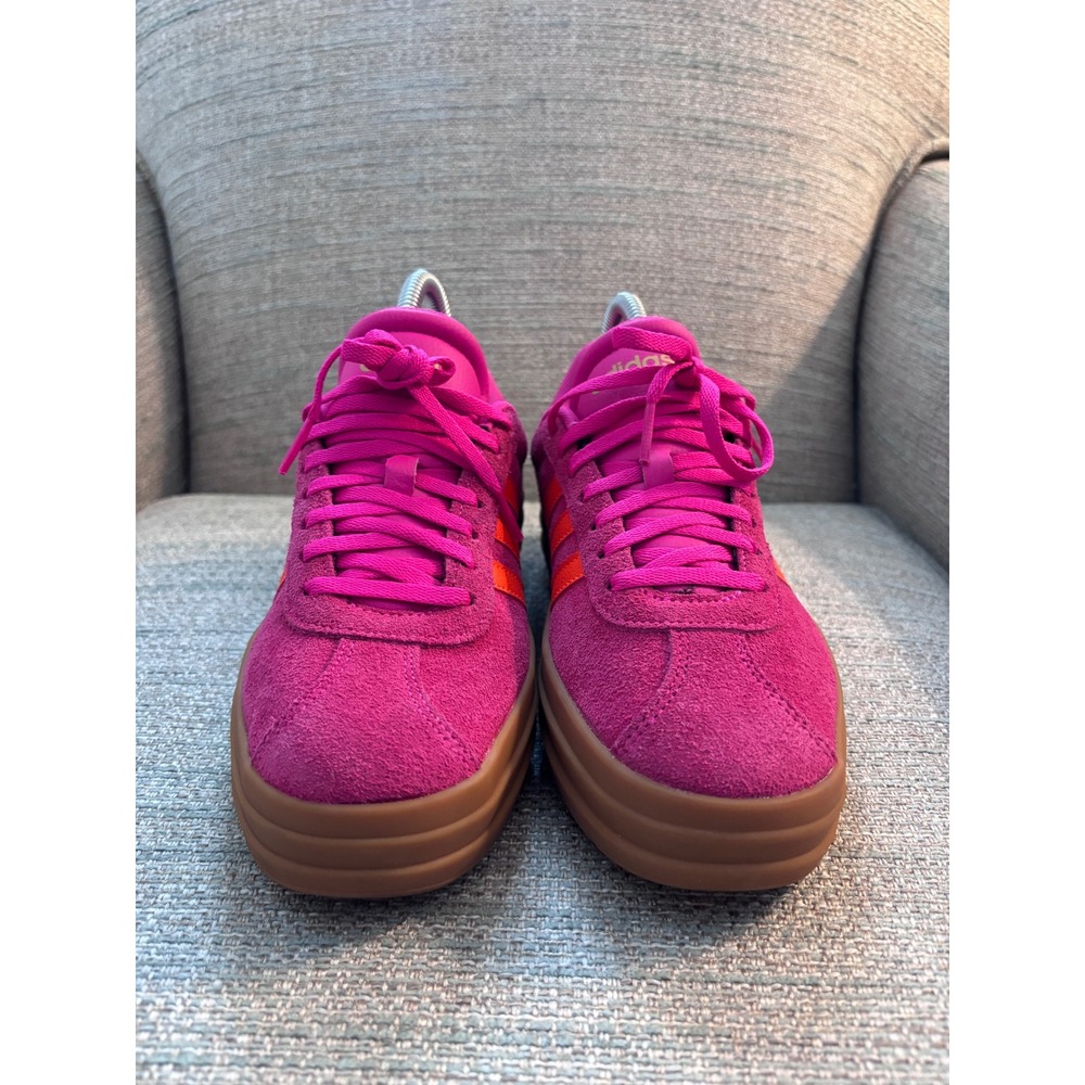 Adidas Gazelle Bold Pink Orange Suede Platform Sneakers ID6991 Womens 6 - Picture 4 of 6